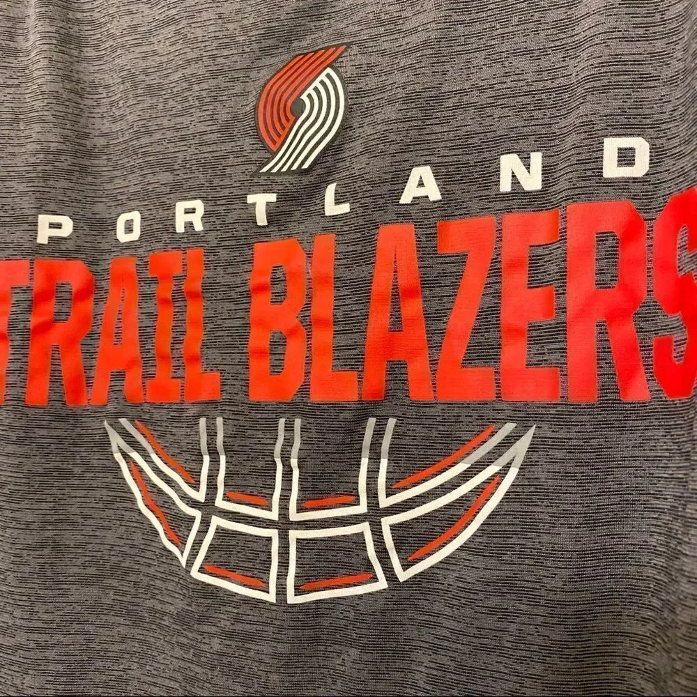 Portland Trail Blazers basketball gray mens crew neck T shirt -2XL